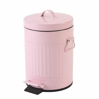 【色: 丸型 ピンク】ゴミ箱 おしゃれ ごみ箱 5L ふた付き ペダル式 ソフト(ごみ箱)
