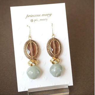 ドイツ製アクリル♡﻿セピア&セージフックピアス(ピアス)