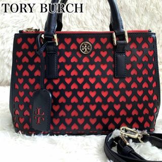 トリーバーチ(Tory Burch)の未使用級 レア✨トリーバーチ ハンドバッグ 2way ハート柄 パンチング 黒(ハンドバッグ)