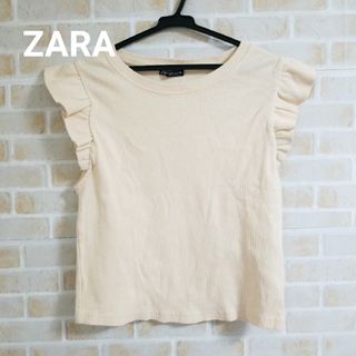 ザラ(ZARA)のZARA フリルスリーブリブトップス(カットソー(半袖/袖なし))