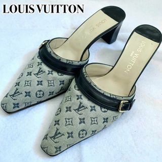 ルイヴィトン(LOUIS VUITTON)の美品✨ヴィトン モノグラム ミュール ヒール サンダル ベルト 金具 38(サンダル)