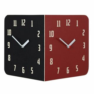 MordenRetroRoundCornerClock(Black&Red)(掛時計/柱時計)