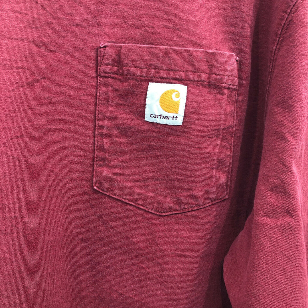 carhartt(カーハート)のCarhartt カーハート ポケットＴシャツ ワンポイントロゴ レッド (メンズ L) 中古 古着 Q2251 メンズのトップス(Tシャツ/カットソー(七分/長袖))の商品写真