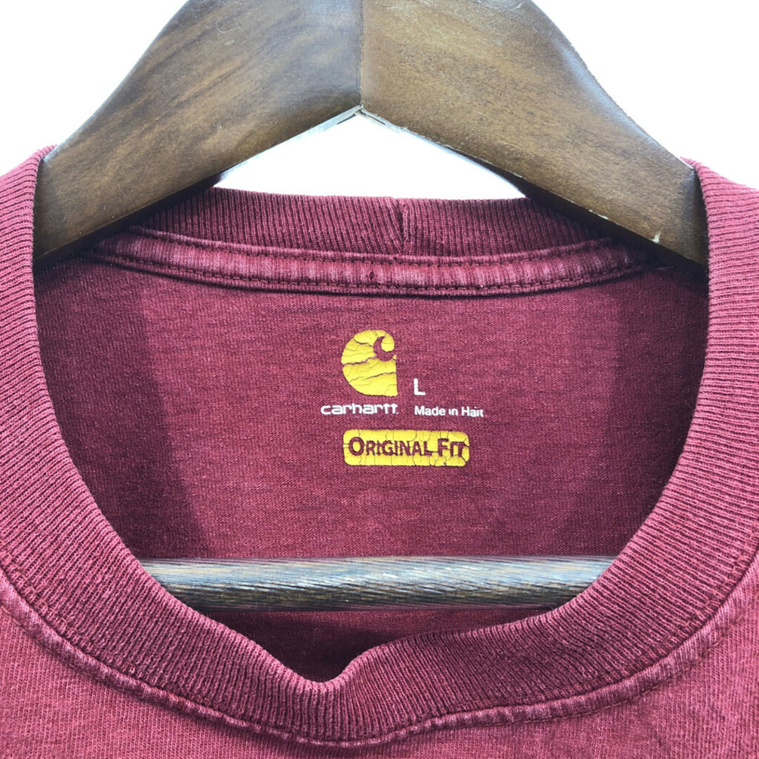 carhartt(カーハート)のCarhartt カーハート ポケットＴシャツ ワンポイントロゴ レッド (メンズ L) 中古 古着 Q2251 メンズのトップス(Tシャツ/カットソー(七分/長袖))の商品写真