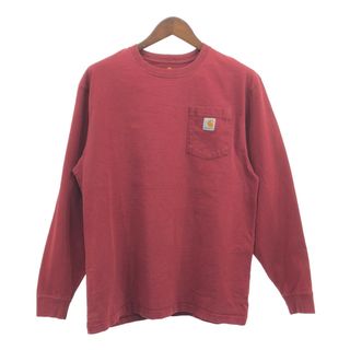 カーハート(carhartt)のCarhartt カーハート ポケットＴシャツ ワンポイントロゴ レッド (メンズ L) 中古 古着 Q2251(Tシャツ/カットソー(七分/長袖))