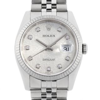 ロレックス(ROLEX)のロレックス デイトジャスト 10Pダイヤ 116234G シルバー 彫りコンピューター 5列 ジュビリーブレス M番 メンズ 中古 腕時計(腕時計(アナログ))