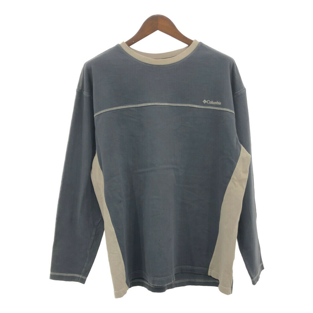 Columbia(コロンビア)のColumbia コロンビア 長袖Ｔシャツ アウトドア ワンポイントロゴ グレー (メンズ XL) 中古 古着 Q2254 メンズのトップス(Tシャツ/カットソー(七分/長袖))の商品写真