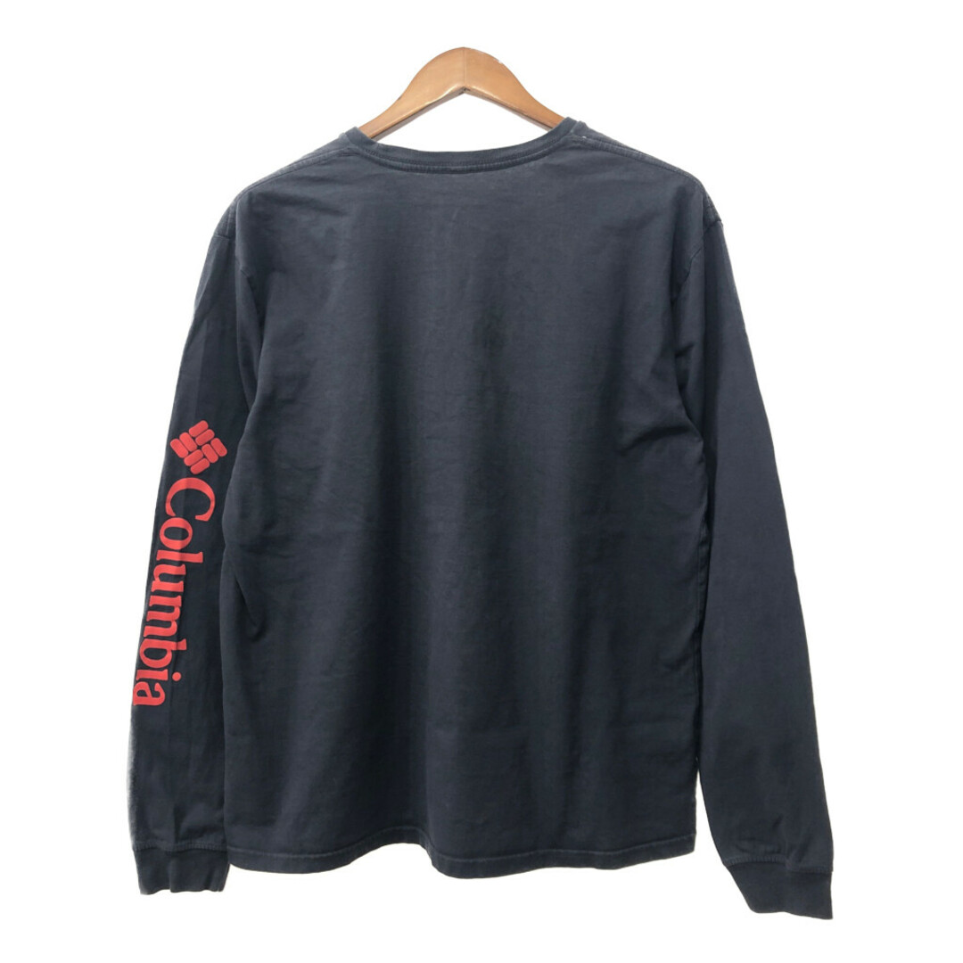 Columbia(コロンビア)のColumbia コロンビア 袖プリントＴシャツ アウトドア ブラック (メンズ XL) 中古 古着 Q2261 メンズのトップス(Tシャツ/カットソー(七分/長袖))の商品写真