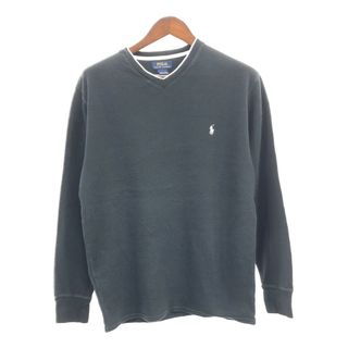 ポロラルフローレン(POLO RALPH LAUREN)のPolo by Ralph Lauren ポロ ラルフローレン サーマルＴシャツ ワンポイントロゴ ブラック (メンズ XL) 中古 古着 Q2258(Tシャツ/カットソー(七分/長袖))