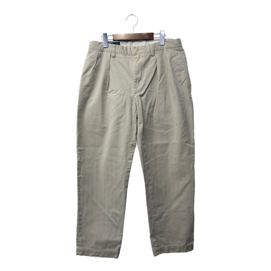 POLO RALPH LAUREN(ポロラルフローレン)の90年代 Polo by Ralph Lauren ポロ ラルフローレン ETHAN PANT 2タック チノパンツ ベージュ (メンズ 33/30) 中古 古着 Q2270 メンズのパンツ(その他)の商品写真