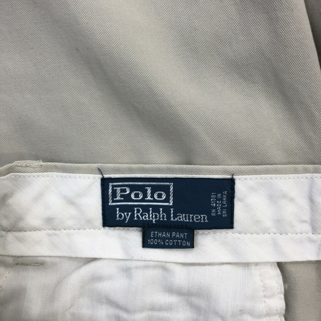 POLO RALPH LAUREN(ポロラルフローレン)の90年代 Polo by Ralph Lauren ポロ ラルフローレン ETHAN PANT 2タック チノパンツ ベージュ (メンズ 33/30) 中古 古着 Q2270 メンズのパンツ(その他)の商品写真