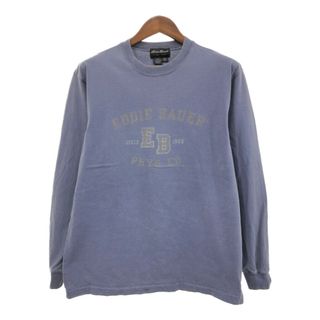 エディーバウアー(Eddie Bauer)のEddie Bauer エディーバウアー ロゴ 長袖Ｔシャツ アウトドア ブルー (メンズ S) 中古 古着 Q2287(Tシャツ/カットソー(七分/長袖))