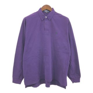 ポロラルフローレン(POLO RALPH LAUREN)の90年代 Polo by Ralph Lauren ポロ ラルフローレン 長袖 ポロシャツ ワンポイントロゴ パープル (メンズ L) 中古 古着 Q2292(ポロシャツ)