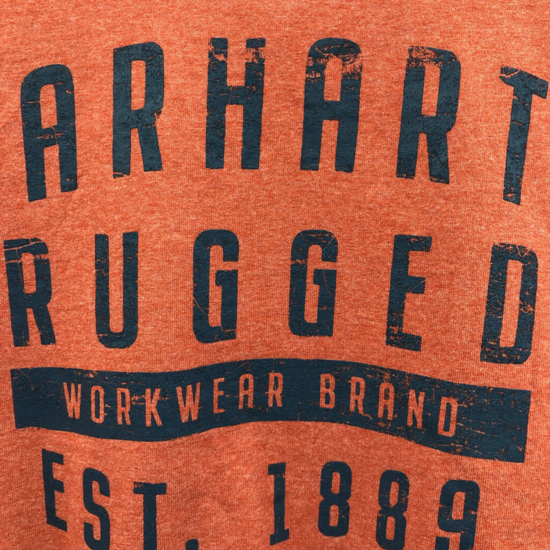 carhartt(カーハート)のCarhartt カーハート ロゴ プリント ポケットＴシャツ ワーク オレンジ (メンズ L) 中古 古着 Q2289 メンズのトップス(Tシャツ/カットソー(七分/長袖))の商品写真