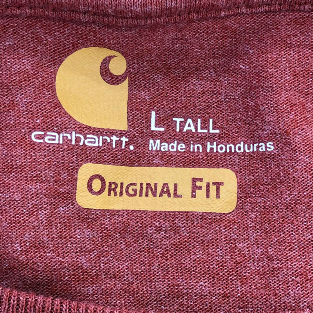 carhartt(カーハート)のCarhartt カーハート ロゴ プリント ポケットＴシャツ ワーク オレンジ (メンズ L) 中古 古着 Q2289 メンズのトップス(Tシャツ/カットソー(七分/長袖))の商品写真