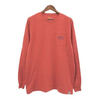 カーハート(carhartt)のCarhartt カーハート ロゴ プリント ポケットＴシャツ ワーク オレンジ (メンズ L) 中古 古着 Q2289(Tシャツ/カットソー(七分/長袖))