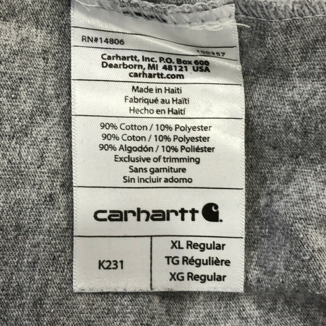 carhartt(カーハート)のCarhartt カーハート ロゴ 袖プリント 長袖Ｔシャツ ワーク グレー (メンズ XL) 中古 古着 Q2296 メンズのトップス(Tシャツ/カットソー(七分/長袖))の商品写真