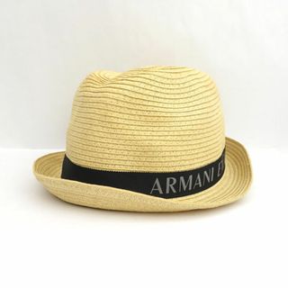 ARMANI EXCHANGE / アルマーニ エクスチェンジ ◆麦わら帽子/中折れ帽/ハット/ロゴ/ベージュ 7P027 【メンズ/MEN/男性/ボーイズ/紳士】【帽子/ぼうし/ハット/キャップ/帽】 メンズファッション【中古】 [0220476775](ハット)