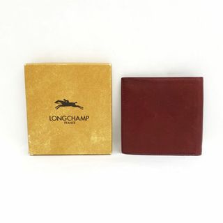 LONGCHAMP - LONGCHAMP / ロンシャン ◆二つ折り財布/レザー/小銭入れ付き/ワインレッド 【財布/サイフ/ウォレット/wallet/コイン】 メンズファッション【中古】 [0220483950]