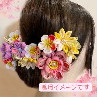 ❁ つまみ細工 ❁ 小春色梅とレモン色菊の髪飾り ❁ 卒業式　七五三　成人式(和装小物)