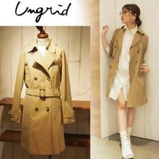 ungrid ライナー付きミドル丈トレンチコート　ベージュ