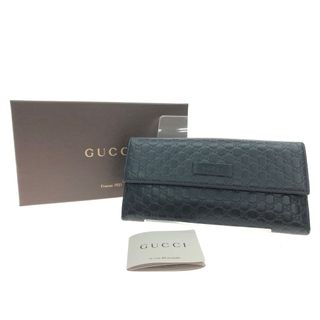 グッチ(Gucci)の▼▼GUCCI グッチ ユンセックス 長財布 マイクログッチシマ レザー Wホック 449393 ブラック(財布)