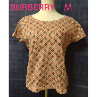 バーバリーブルーレーベル(BURBERRY BLUE LABEL)の☺セール☺ バーバリー オレンジチェック トップス M(カットソー(半袖/袖なし))