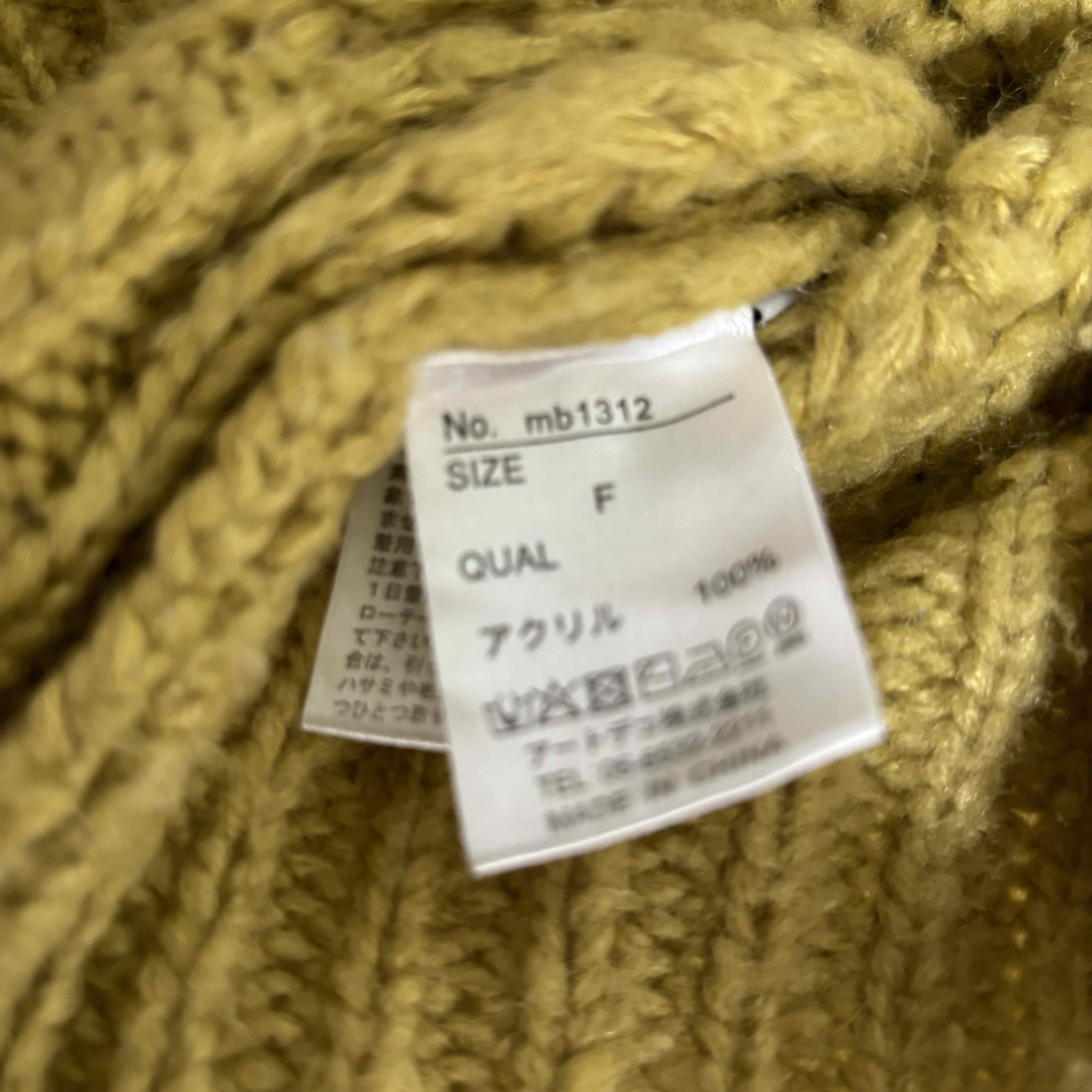 ニット　セーター　フリーサイズ　イエロー　春　 秋冬 ケーブル編み ウール F レディースのトップス(ニット/セーター)の商品写真