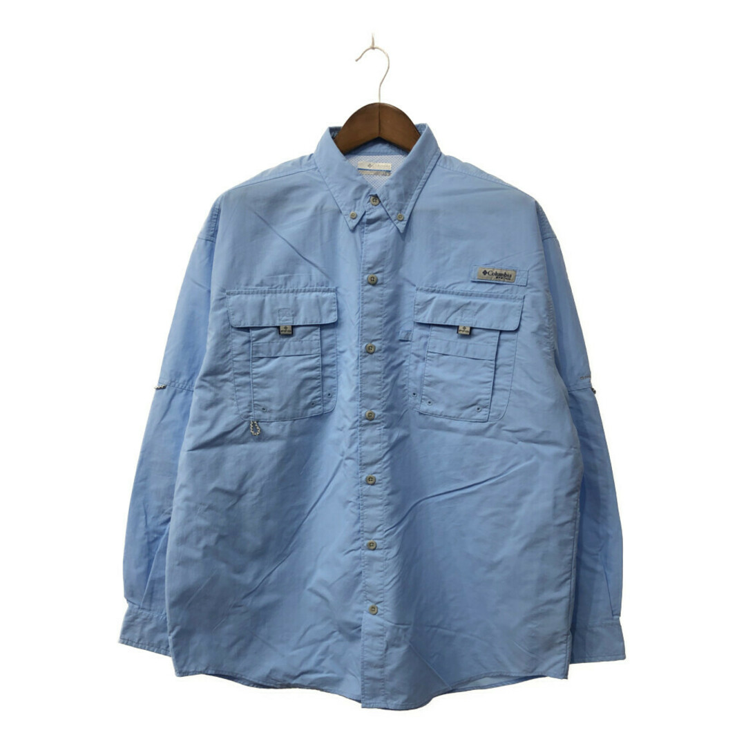 Columbia(コロンビア)のColumbia コロンビア PFG フィッシングシャツ アウトドア ブルー (メンズ L) 中古 古着 Q2323 メンズのトップス(シャツ)の商品写真