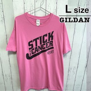 ギルタン(GILDAN)のUSA古着　GILDAN　Tシャツ　Lサイズ　ピンク　プリント　コットン　VCU(Tシャツ/カットソー(半袖/袖なし))