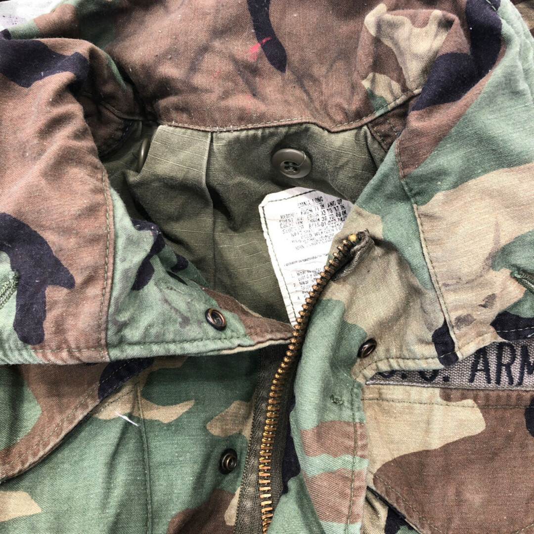 80年代 米軍実物 U.S.ARMY M-65 フィールドジャケット ミリタリー 戦闘服 カーキ (メンズ SMALL-LONG) 中古 古着 Q2332 メンズのジャケット/アウター(ミリタリージャケット)の商品写真