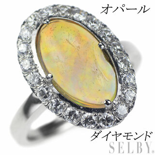 Pt900 オパール ダイヤモンド リング 千本透かし(リング(指輪))