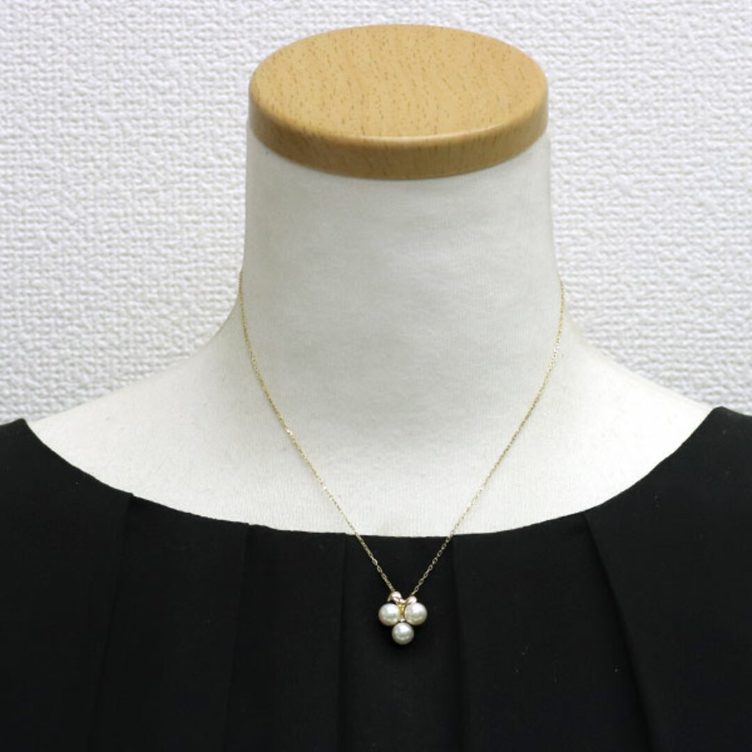 MIKIMOTO(ミキモト)のミキモト K18YG アコヤ 真珠 ダイヤモンド ペンダントネックレス 径約6.3mm レディースのアクセサリー(ネックレス)の商品写真