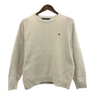 トミーヒルフィガー(TOMMY HILFIGER)のTOMMY HILFIGER トミーヒルフィガー コットン ニット セーター ワンポイントロゴ ベージュ (メンズ L相当) 中古 古着 Q2341(ニット/セーター)