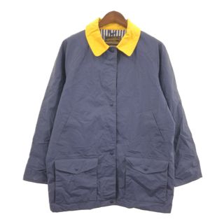 エディーバウアー(Eddie Bauer)の【B品】 90年代 Eddie Bauer エディーバウアー レイン コート ネイビー (レディース L) 中古 古着 Q2356(ロングコート)