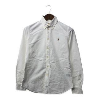 RALPH LAUREN ラルフローレン オックスフォードシャツ ワンポイントロゴ ホワイト (レディース M) 中古 古着 Q2367(シャツ/ブラウス(長袖/七分))