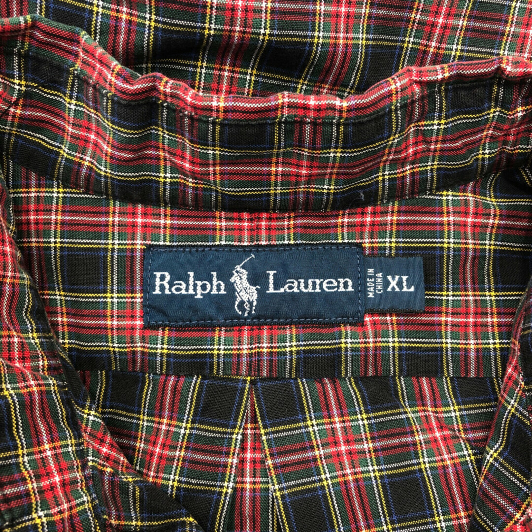 RALPH LAUREN ラルフローレン ボタンダウン 長袖シャツ ワンポイントロゴ チェック マルチカラー (メンズ XL) 中古 古着 Q2370 メンズのトップス(シャツ)の商品写真