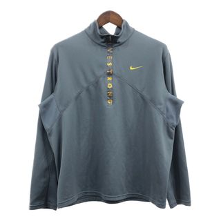 ナイキ(NIKE)のNIKE ナイキ ハーフジップ 長袖Ｔシャツ スポーツ ワンポイントロゴ グレー (メンズ XL) 中古 古着 Q2383(Tシャツ/カットソー(七分/長袖))