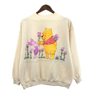 ディズニー(Disney)のDisney ディズニー くまのプーさん Pooh スウェット キャラクター ベージュ (メンズ L相当) 中古 古着 Q2401(スウェット)