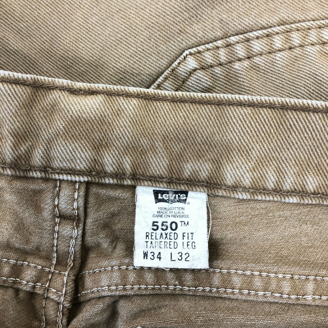 Levi's(リーバイス)の90年代 USA製 Levi's リーバイス 550 カラー デニムパンツ アメカジ ベージュ (メンズ W34 L32) 中古 古着 Q2477 メンズのパンツ(デニム/ジーンズ)の商品写真