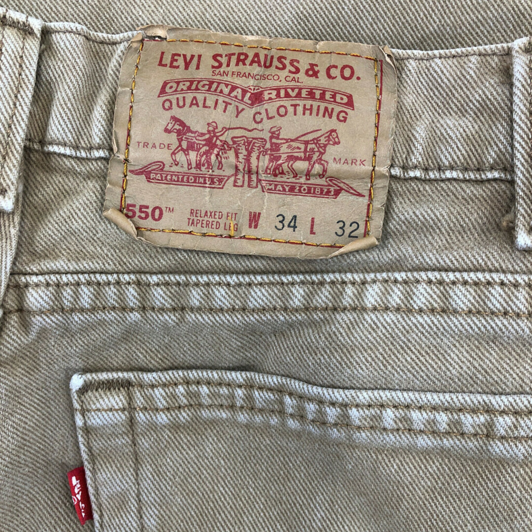 Levi's(リーバイス)の90年代 USA製 Levi's リーバイス 550 カラー デニムパンツ アメカジ ベージュ (メンズ W34 L32) 中古 古着 Q2477 メンズのパンツ(デニム/ジーンズ)の商品写真