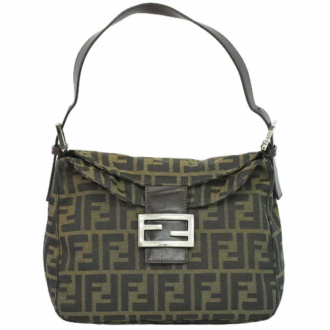 FENDI(フェンディ)の本物 フェンディ FENDI ズッカ ショルダーバッグ ハンドバッグ ナイロン カーキ ブラック Zucca バッグ 中古 レディースのバッグ(ショルダーバッグ)の商品写真