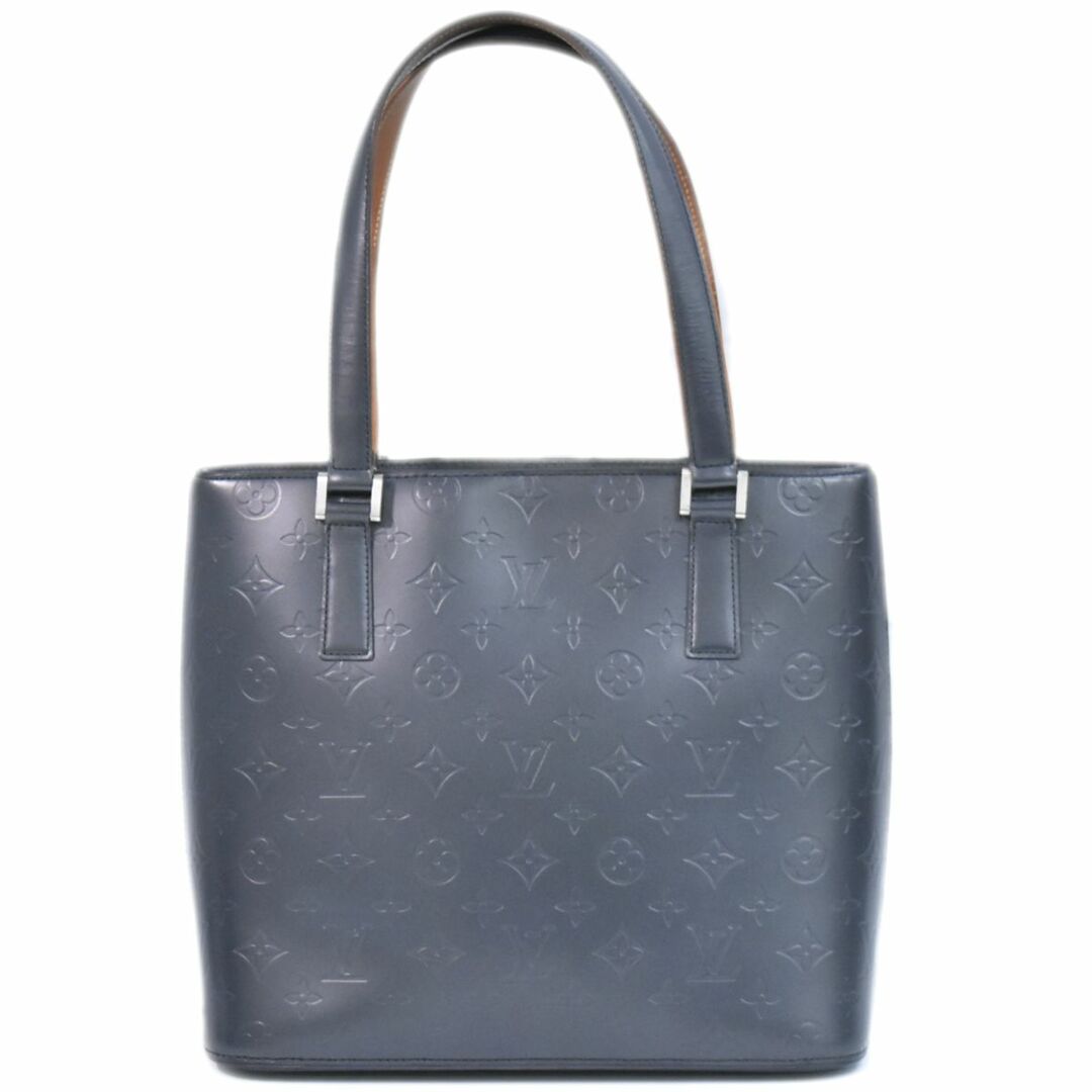 LOUIS VUITTON - 本物 ルイヴィトン LOUIS VUITTON LV ストックトン モノグラムマット レザー トートバッグ ハンドバッグ ブルー M55115 Stockton ビトン バッグ 中古