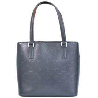 ルイヴィトン(LOUIS VUITTON)の本物 ルイヴィトン LOUIS VUITTON LV ストックトン モノグラムマット レザー トートバッグ ハンドバッグ ブルー M55115 Stockton ビトン バッグ 中古(トートバッグ)