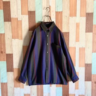 アートヴィンテージ(ART VINTAGE)のpierre cardin vintage古着 ウールシャツ ストライプ 総柄(シャツ)