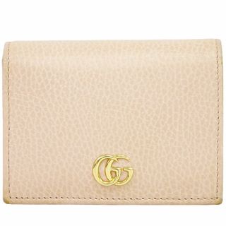 グッチ(Gucci)の本物 グッチ GUCCI GGマーモント 折財布 コンパクトウォレット カードケース レザー ピンク 456126 財布 ウォレット 中古(財布)