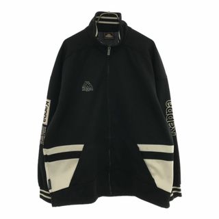 カッパ(Kappa)のカッパ 90s 日本製 トレーニング 長袖 ジャージジャケット L ブラック×ホワイト Kappa オールド ヴィンテージ メンズ 古着 【240329】(トレーニング用品)