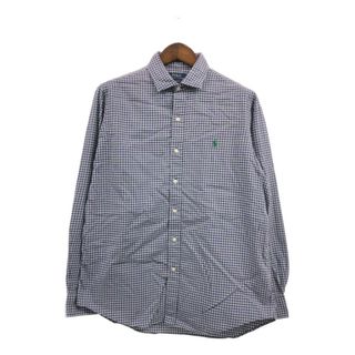 ポロラルフローレン(POLO RALPH LAUREN)のPolo by Ralph Lauren ポロ ラルフローレン 長袖シャツ ワンポイントロゴ チェック パープル (メンズ L) 中古 古着 Q2555(シャツ)