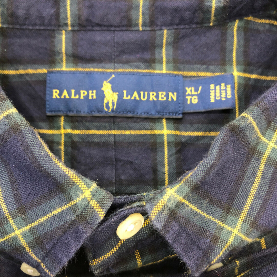 RALPH LAUREN ラルフローレン ボタンダウン 長袖シャツ ワンポイントロゴ チェック マルチカラー (メンズ XL) 中古 古着 Q2550 メンズのトップス(シャツ)の商品写真