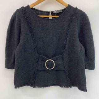 ザラ(ZARA)のZARA TRF ザラティーアールエフ レディース 半袖シャツ/ブラウス ブラック フリンジ(シャツ/ブラウス(半袖/袖なし))